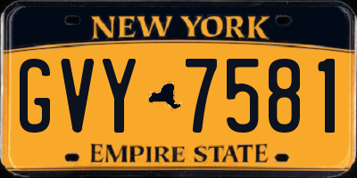 NY license plate GVY7581