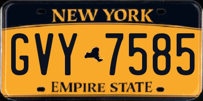 NY license plate GVY7585