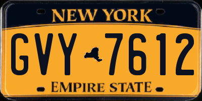 NY license plate GVY7612