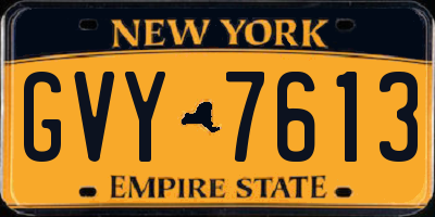 NY license plate GVY7613