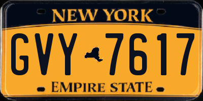 NY license plate GVY7617