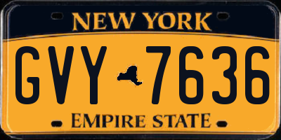 NY license plate GVY7636