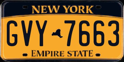 NY license plate GVY7663