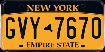 NY license plate GVY7670