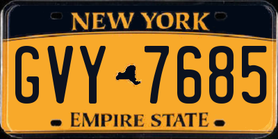 NY license plate GVY7685