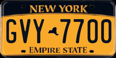 NY license plate GVY7700