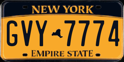 NY license plate GVY7774