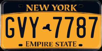NY license plate GVY7787