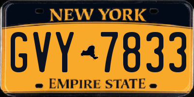 NY license plate GVY7833