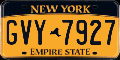 NY license plate GVY7927