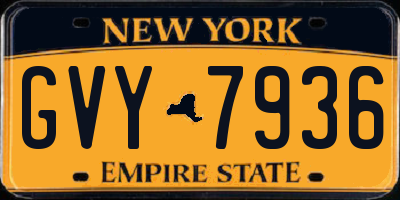 NY license plate GVY7936