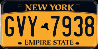 NY license plate GVY7938