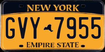 NY license plate GVY7955