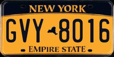 NY license plate GVY8016