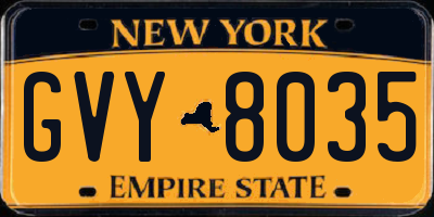 NY license plate GVY8035