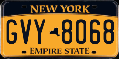 NY license plate GVY8068