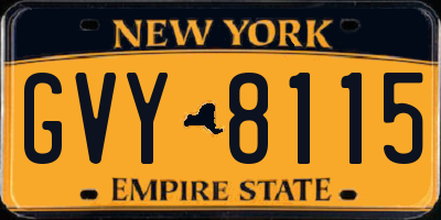 NY license plate GVY8115