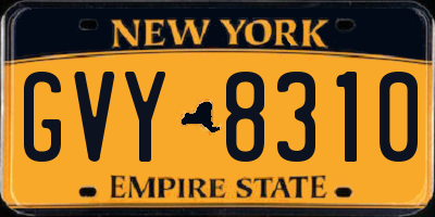 NY license plate GVY8310