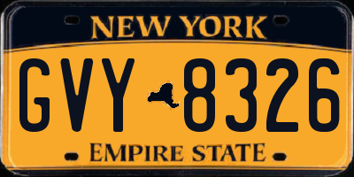 NY license plate GVY8326