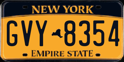 NY license plate GVY8354