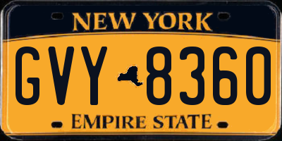 NY license plate GVY8360