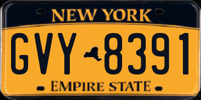 NY license plate GVY8391