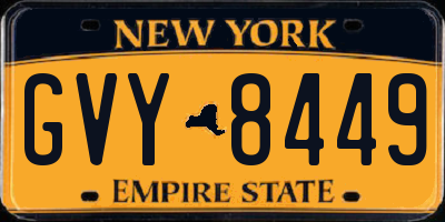 NY license plate GVY8449