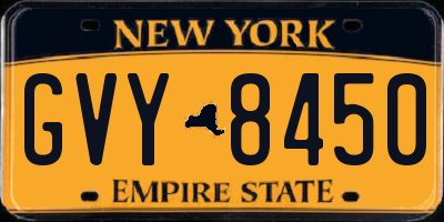 NY license plate GVY8450