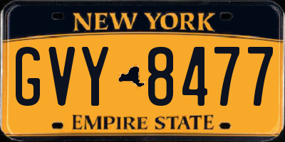 NY license plate GVY8477