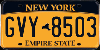 NY license plate GVY8503