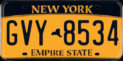 NY license plate GVY8534
