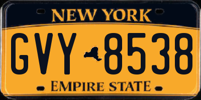 NY license plate GVY8538
