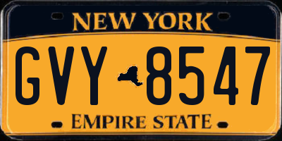 NY license plate GVY8547