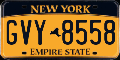 NY license plate GVY8558