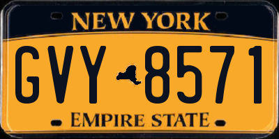 NY license plate GVY8571