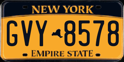 NY license plate GVY8578