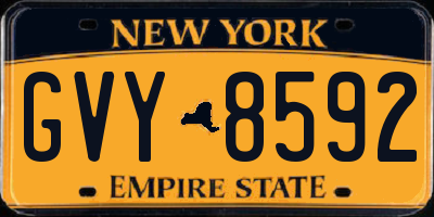 NY license plate GVY8592