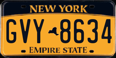 NY license plate GVY8634