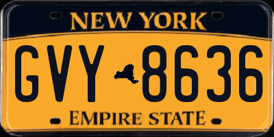 NY license plate GVY8636