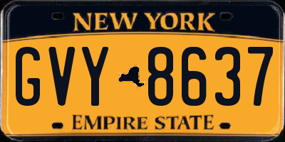 NY license plate GVY8637
