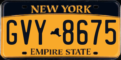 NY license plate GVY8675