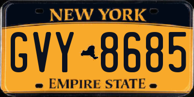 NY license plate GVY8685