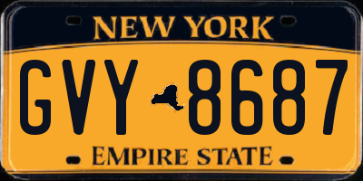 NY license plate GVY8687