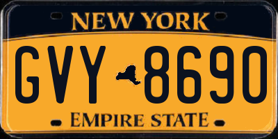NY license plate GVY8690