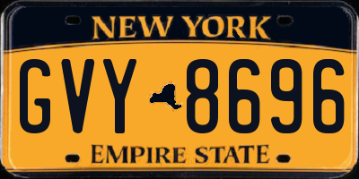 NY license plate GVY8696