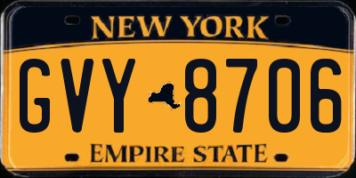 NY license plate GVY8706