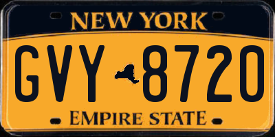 NY license plate GVY8720