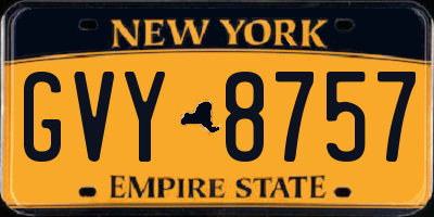 NY license plate GVY8757