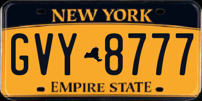 NY license plate GVY8777