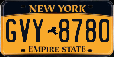 NY license plate GVY8780